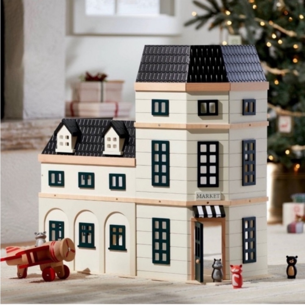 NIB Hearth & Hand with Magnolia Apartment Wooden Dollhouse Set - Black and Cream